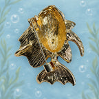 Purple Tropical Fish Brooch Pin Rhinestone Gold Tone Enamel Ocean Jewelry CP181