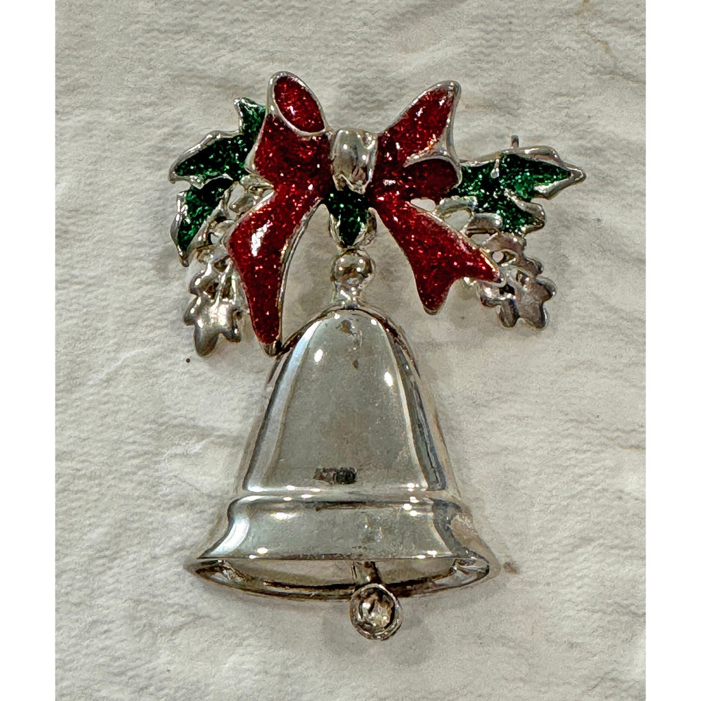 Vintage Silver Christmas Bell Brooch – Articulated Bell & Clacker  CP04
