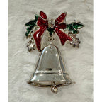 Vintage Silver Christmas Bell Brooch – Articulated Bell & Clacker  CP04