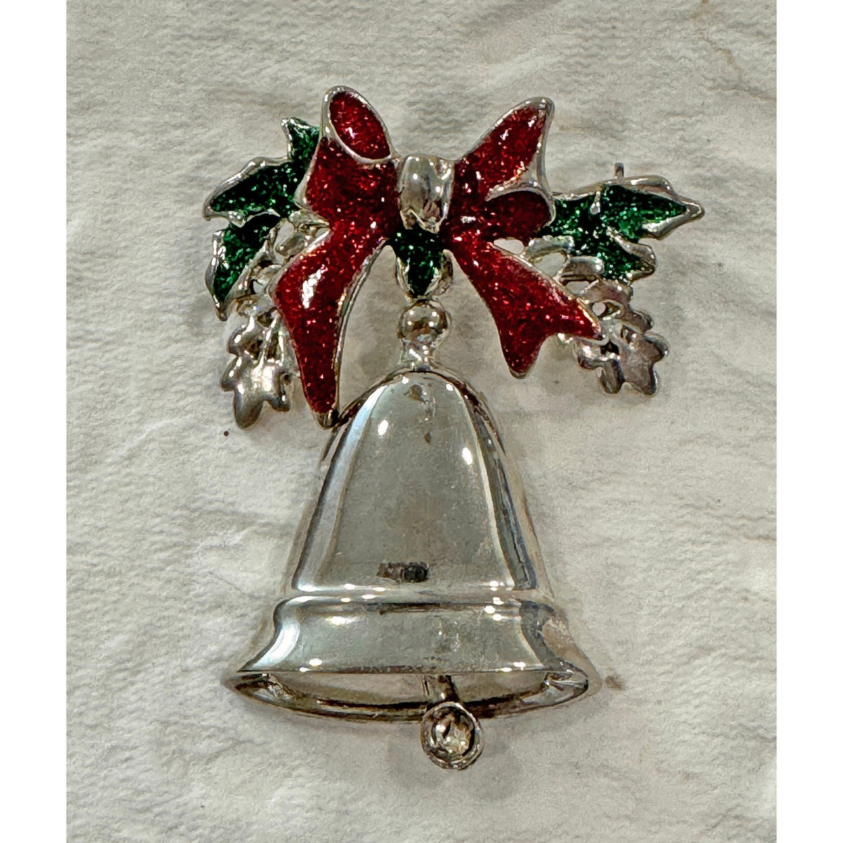 Vintage Silver Christmas Bell Brooch – Articulated Bell & Clacker  CP04