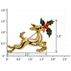 Vintage Reindeer Brooch Gold Tone Holly Enamel Christmas Pin Missing Eye CP263