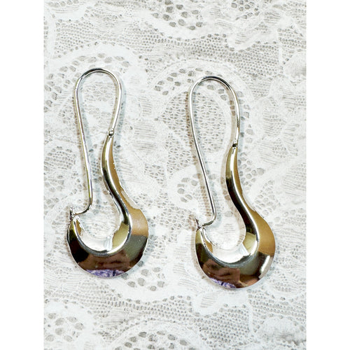 925 Silver Plated Modern Dangle Earrings 2.5 Inch Long Contemporary  E296