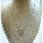 Silver Tone Circle Pendant Necklace Open Hoop Pendant Minimalist Pre-Loved N460