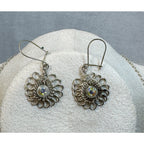 Vintage AB Rhinestone Necklace & Earrings Set Silver Filigree 16"  Bridal N356
