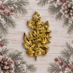 Christmas Holly Brooch Green Red Enamel Rhinestone Gold Tone Holiday Pin CP176