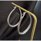 New Large 925 Silver Hoop Earrings with Saddleback Closure E171