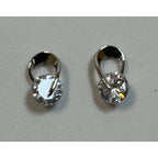Silver Rhinestone Stud Earrings Clear Crystal Accent 5/8" New Elegant E301