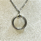 Silver Tone Circle Pendant Necklace Open Hoop Pendant Minimalist Pre-Loved N460