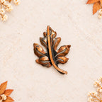 Vintage Copper Tone Oak Leaf Brooch Large Autumn Fall Statement Pin CP216