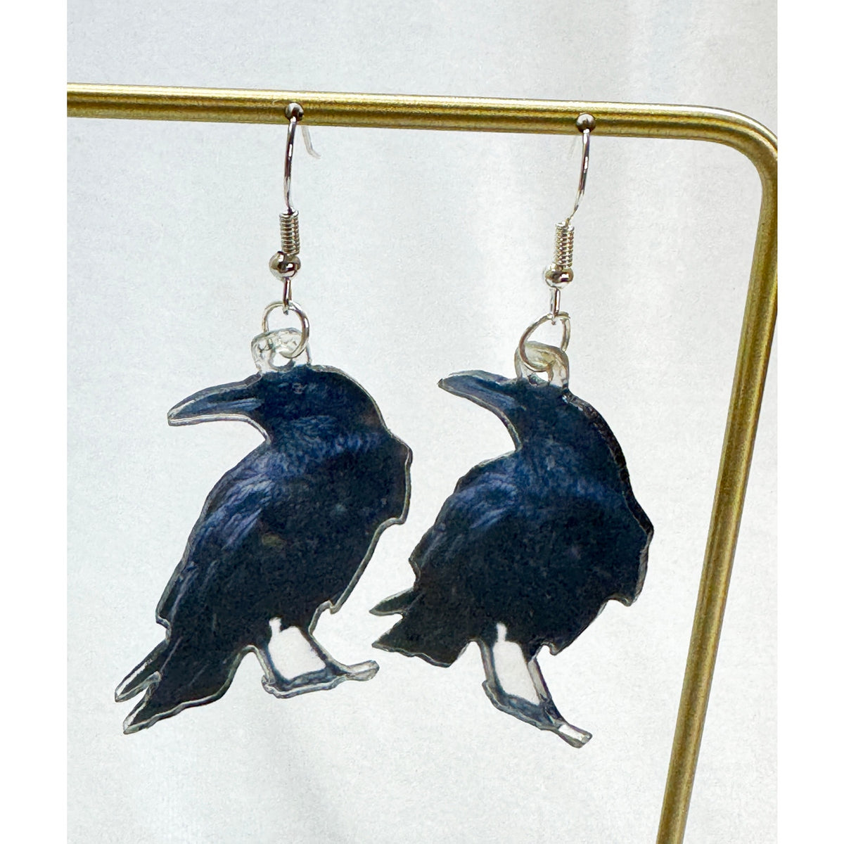 Halloween Black Crow Raven Dangle Earrings Gothic Spooky Bird Jewelry E481