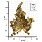 Gold Tone Maple Leaf Brooch Clear Rhinestone Vintage Style Fall Pin 2.75" CP212