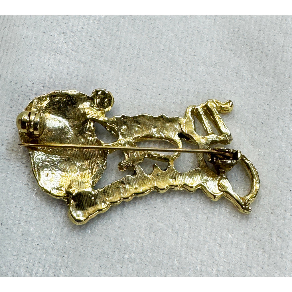 Vintage Merry Christmas Santa Claus Pin Brooch Gold Tone Holiday 1.5" CP156