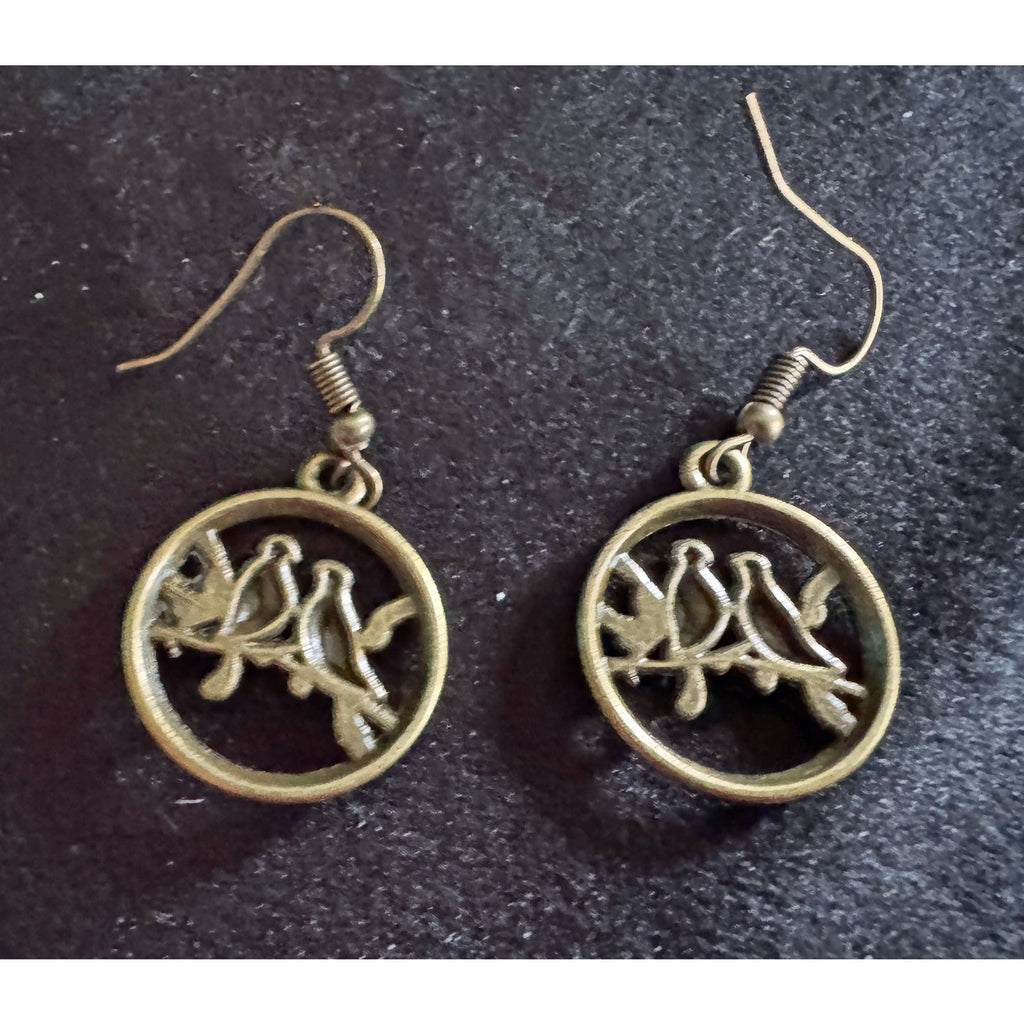 New Antiqued Bronze Bird Dangle Earrings E195