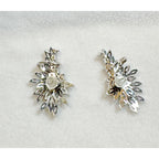 Rhinestone Floral Climber Earrings Silver Tone Crystal Leaf Vine Posts  E288