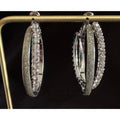 Vintage 1.25" Silver Tone and Rhinestone Double Hoop Earrings E108