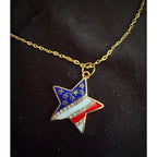 Americana Star Rhinestone Necklace Red White Blue Patriotic 22 inch N278