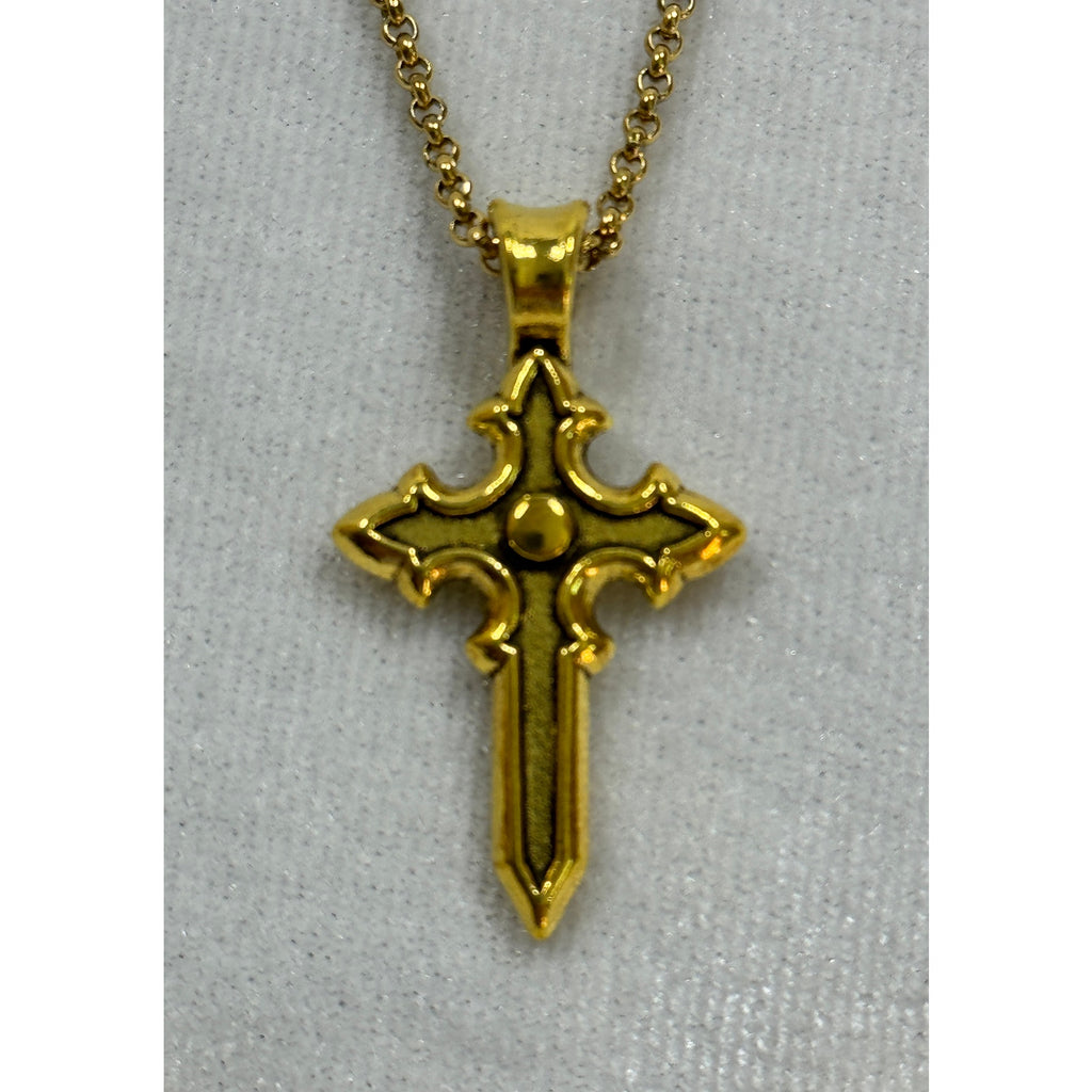 Gold Tone Cross Necklace 18-20 Inch Chain Christian Faith Jewelry N281
