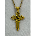 Gold Tone Cross Necklace 18-20 Inch Chain Christian Faith Jewelry N281