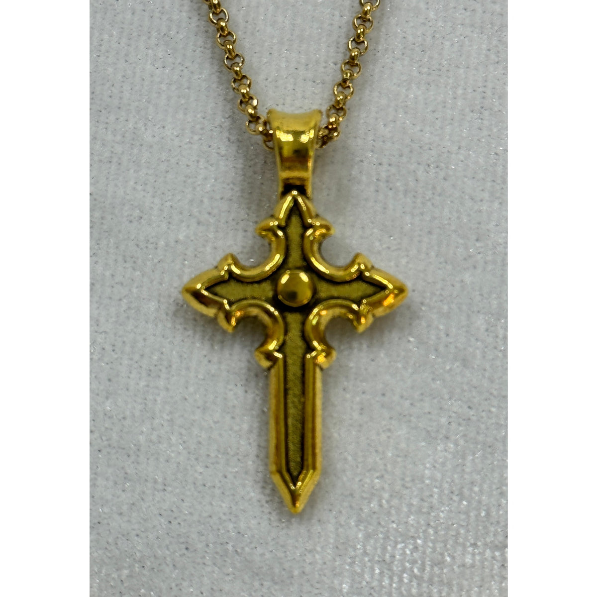 Gold Tone Cross Necklace 18-20 Inch Chain Christian Faith Jewelry N281
