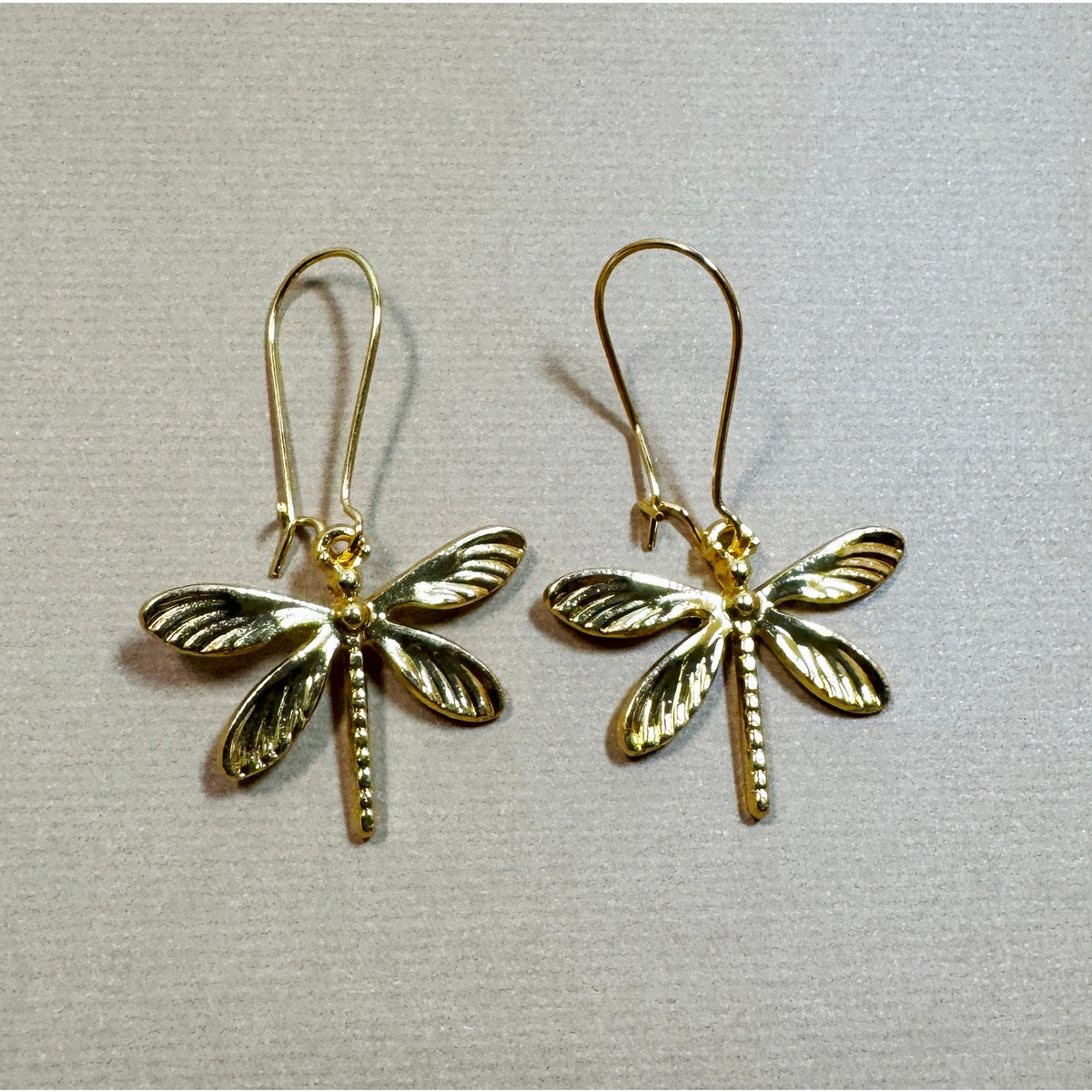 Gold Firefly Dangle Earrings Dragonfly Insect Drop Earrings 1.75"