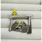 Christmas Nativity Brooch Holy Family Star Pin 1.5" Religious CP232