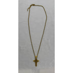 Gold Tone Cross Necklace 18-20 Inch Chain Christian Faith Jewelry N288