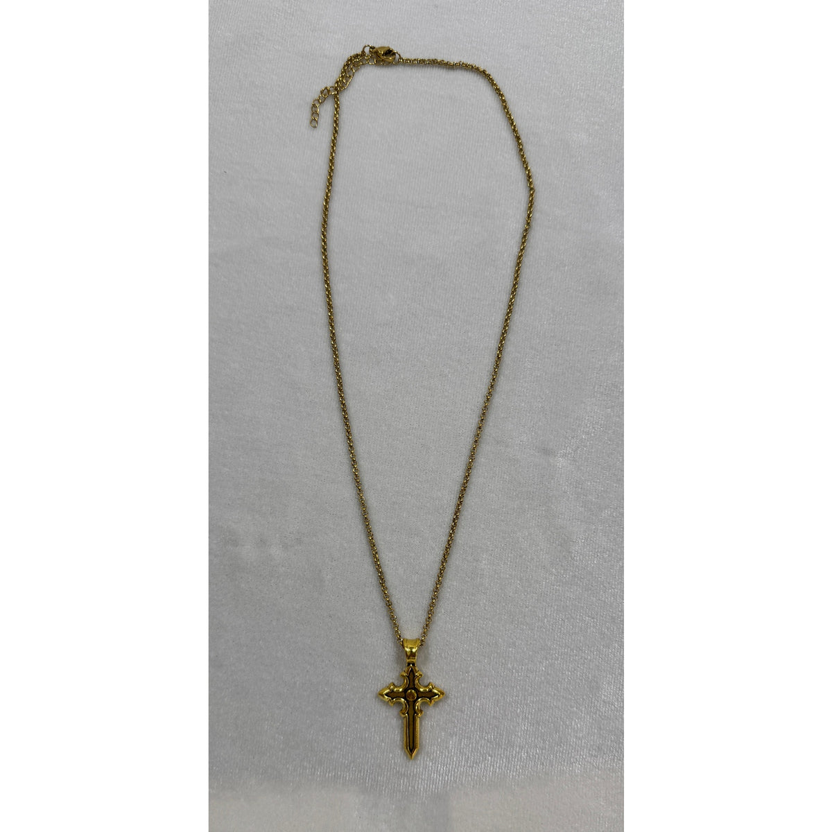 Gold Tone Cross Necklace 18-20 Inch Chain Christian Faith Jewelry N288