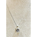 Round Clear Crystal Solitaire Pendant Necklace Silver Tone 18" Chain N450
