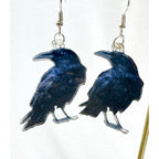 Halloween Black Crow Raven Dangle Earrings Gothic Spooky Bird Jewelry E481
