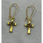 Gold Tone Cross Dangle Earrings Christian Faith Jewelry 1 Inch E272