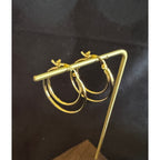 Stainless Steel Gold Hoop Earrings Double Circle Hoops 1.25 Inch E249
