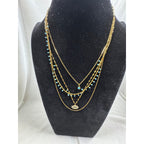 Gold Layered Evil Eye Necklace Blue Bead Multi Strand Boho Necklace N124