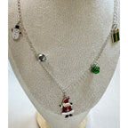 New Christmas Holiday Charm Necklace 36" Long Santa Snowman Bells Tree N143
