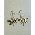 Gold Firefly Dangle Earrings Dragonfly Insect Drop Earrings 1.75"