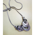 Vintage Silver Tone Statement Necklace 36" Long Multi Ring Pendant N413