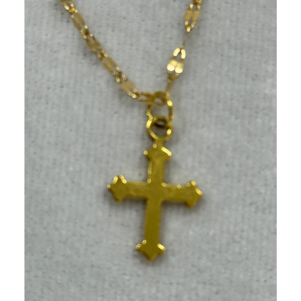 Gold Tone Cross Necklace 3/4 Inches Christian Faith Jewelry N292