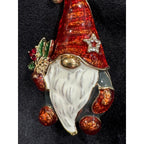 Vintage Gold-Tone Enamel Napier Gnome Brooch with Rhinestone Star Hat CP42