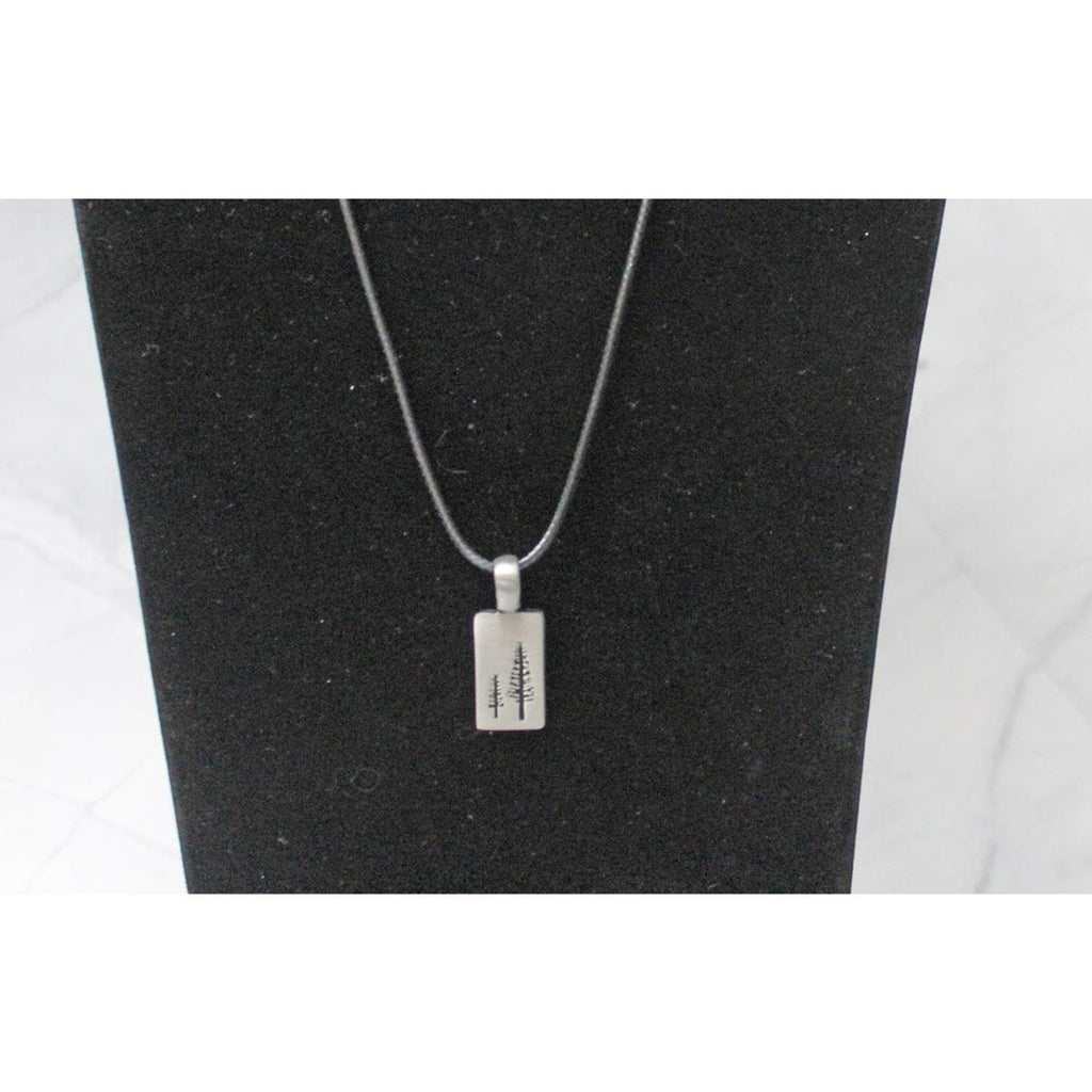 Silver Pendant with Two Pine Trees On A Black Cord N110