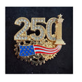 Americana 250 Rhinestone Brooch Pin Red White Blue Patriotic USA 2” CP155