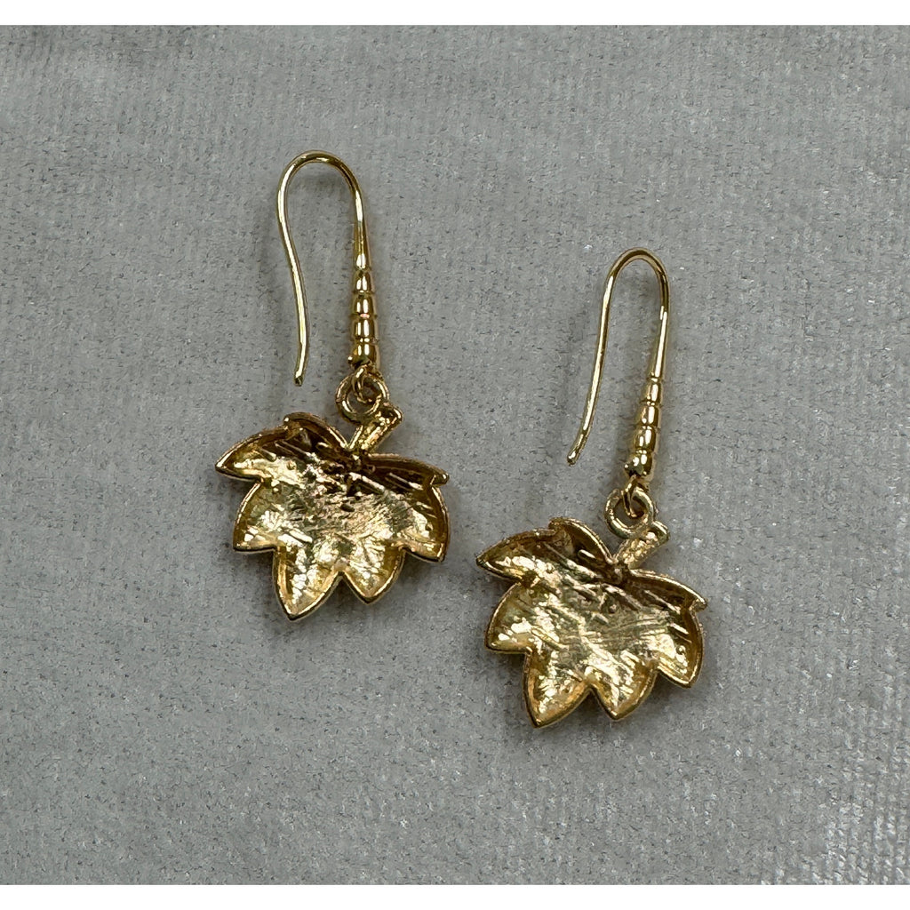 Yellow Maple Leaf Dangle Earrings Fall Autumn Nature Jewelry E284