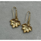 Yellow Maple Leaf Dangle Earrings Fall Autumn Nature Jewelry E284