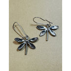 Silver Firefly Dangle Earrings Dragonfly Insect Drop Earrings 1.75" E305