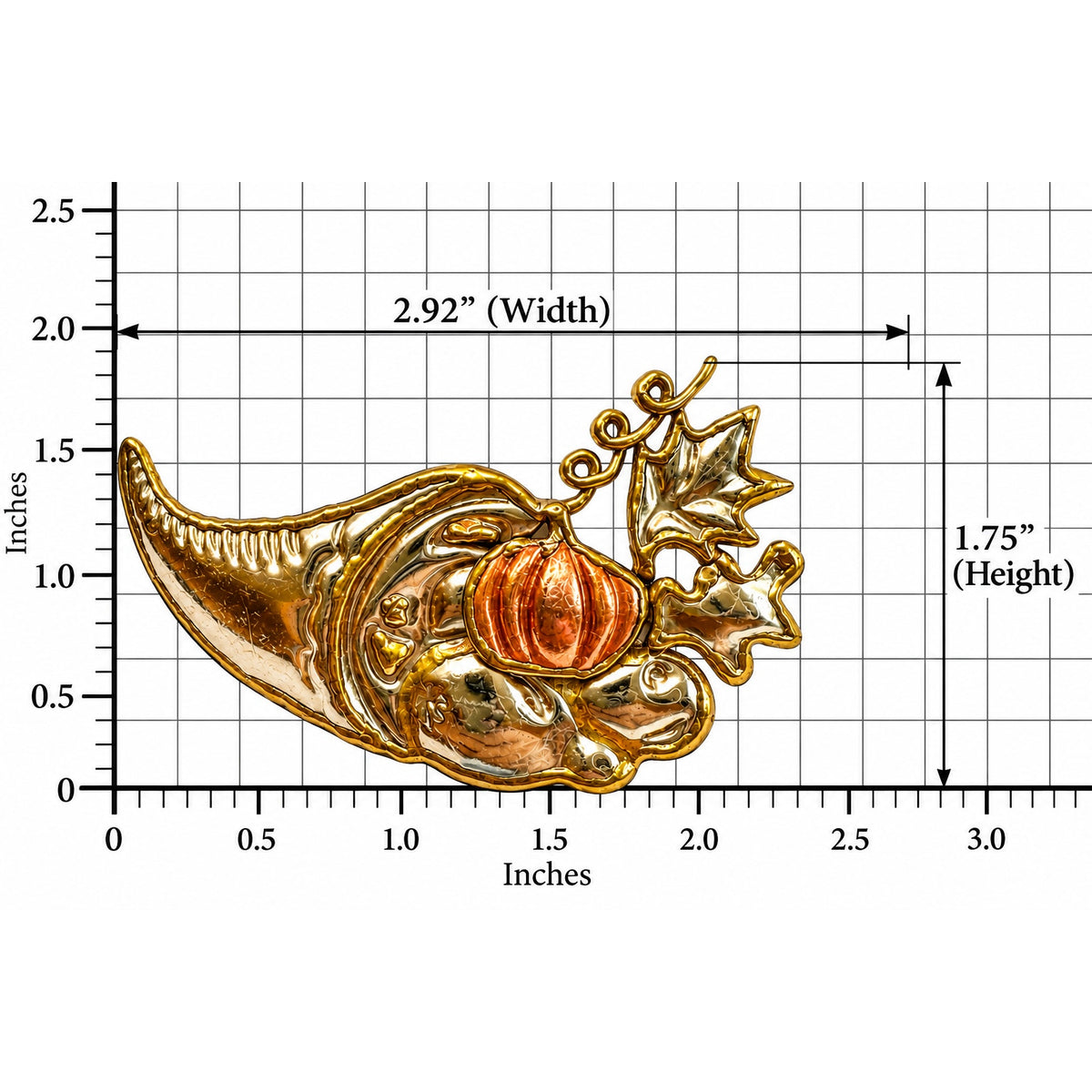Gold Tone Cornucopia Brooch Copper Pumpkin Fall Harvest Thanksgiving Pin CP211