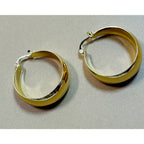 Gold Hoop Earrings 1.25" Diameter Lightweight Wide Polished Fashion Jewelry E308