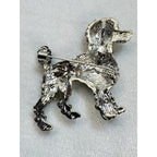 New Clear Rhinestone Poodle Brooch Pendant Silver Dog Puppy Crystal 2"  CP200