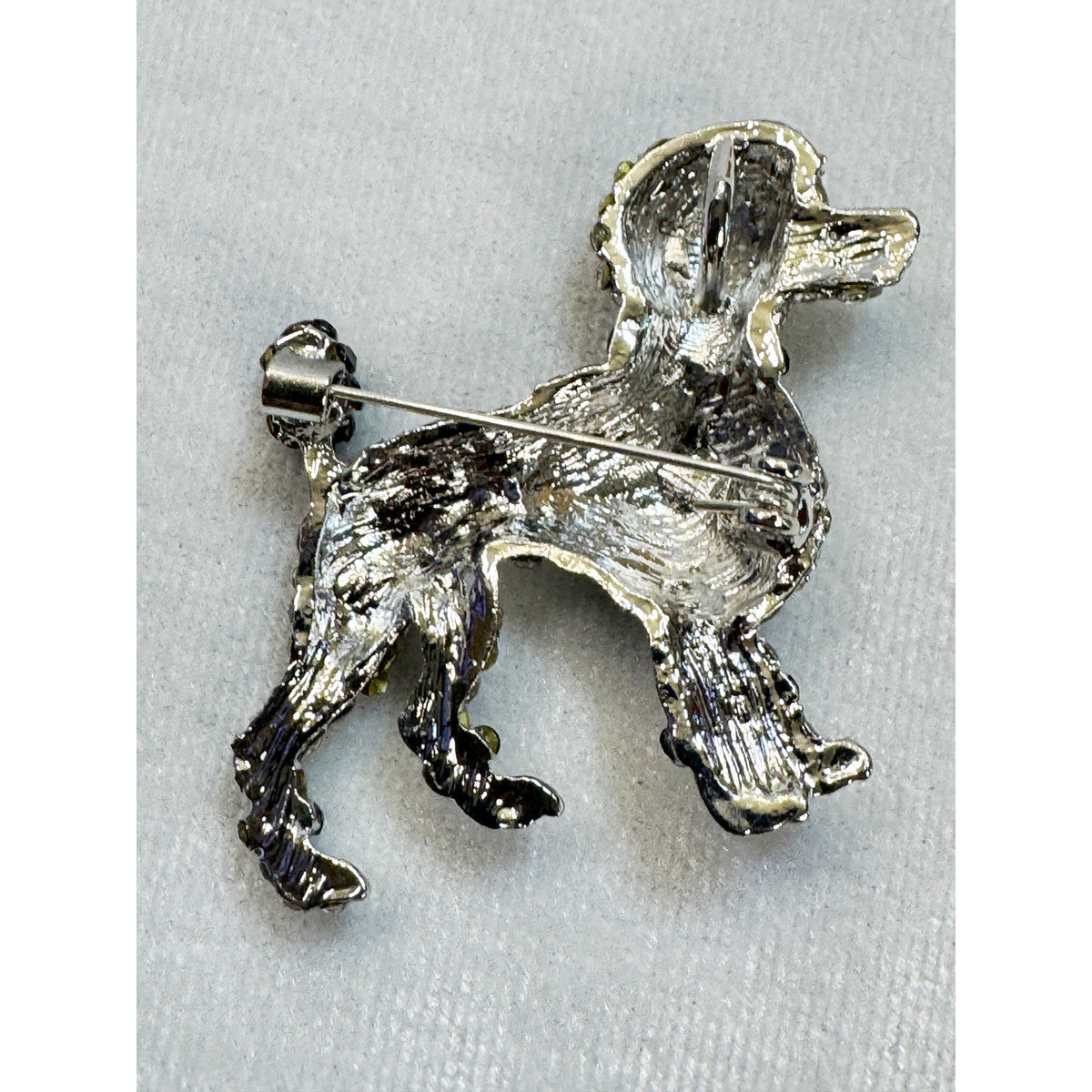 New Clear Rhinestone Poodle Brooch Pendant Silver Dog Puppy Crystal 2"  CP200