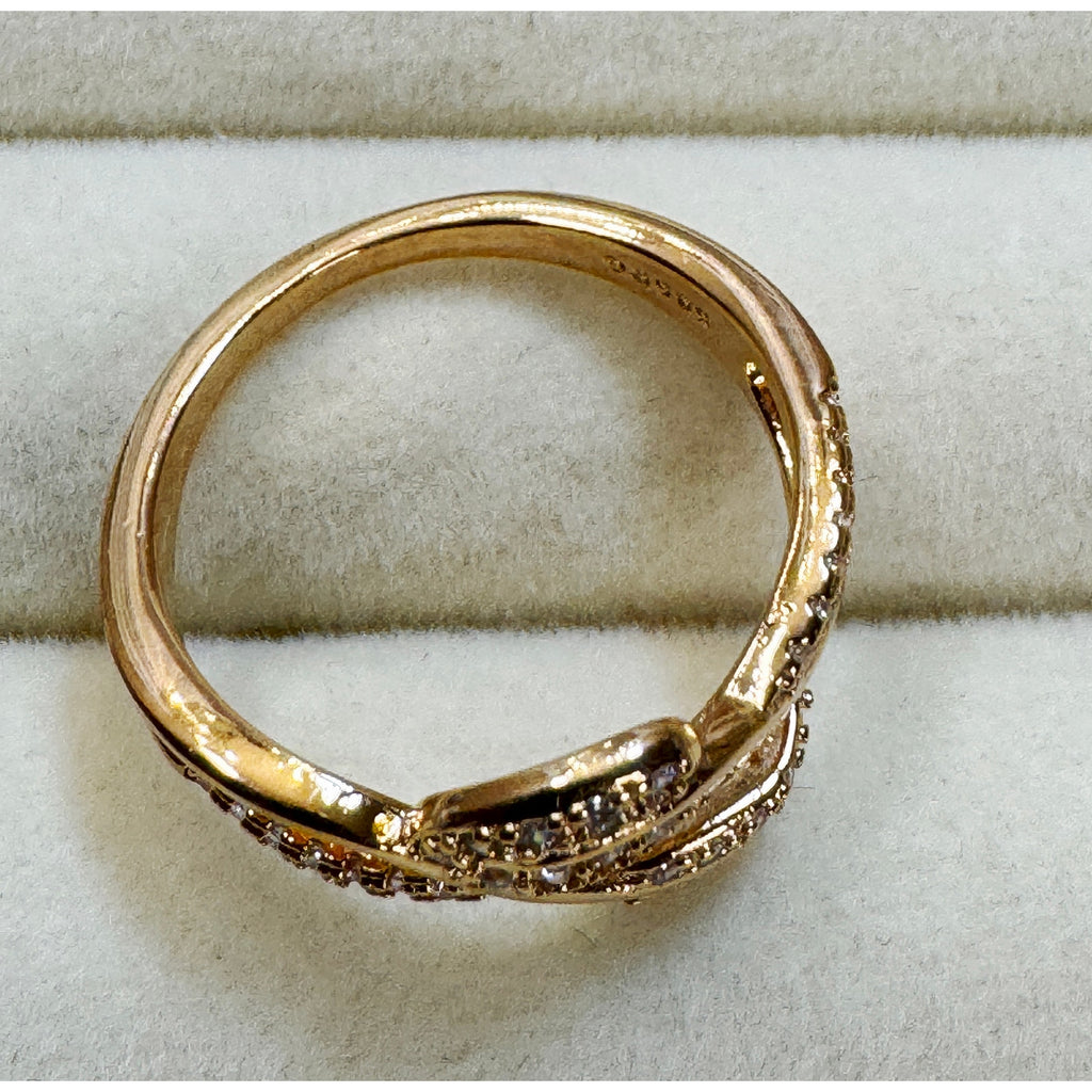 New Size 6 Gold Tone Ring Cubic Zirconia Twist Statement Ring R004