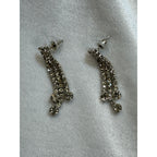Vintage Clear Rhinestone Dangle Post Earrings Silver Tone Fringe 1.5" E501