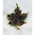New Rhinestone Maple Leaf Brooch Pin Multicolor Crystal Fall Autumn CP189