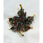 New Rhinestone Maple Leaf Brooch Pin Multicolor Crystal Fall Autumn CP189